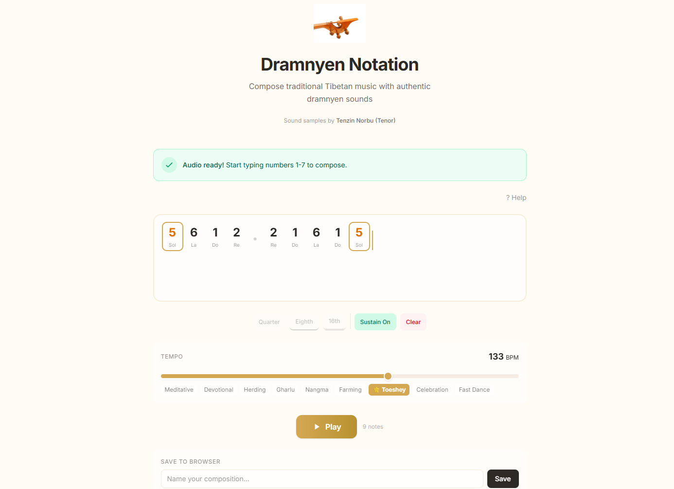 Dramnyen Notation app screenshot