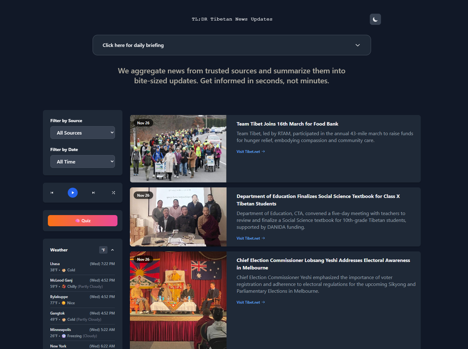 Tibetan News Hub - A unified news platform for the Tibetan diaspora