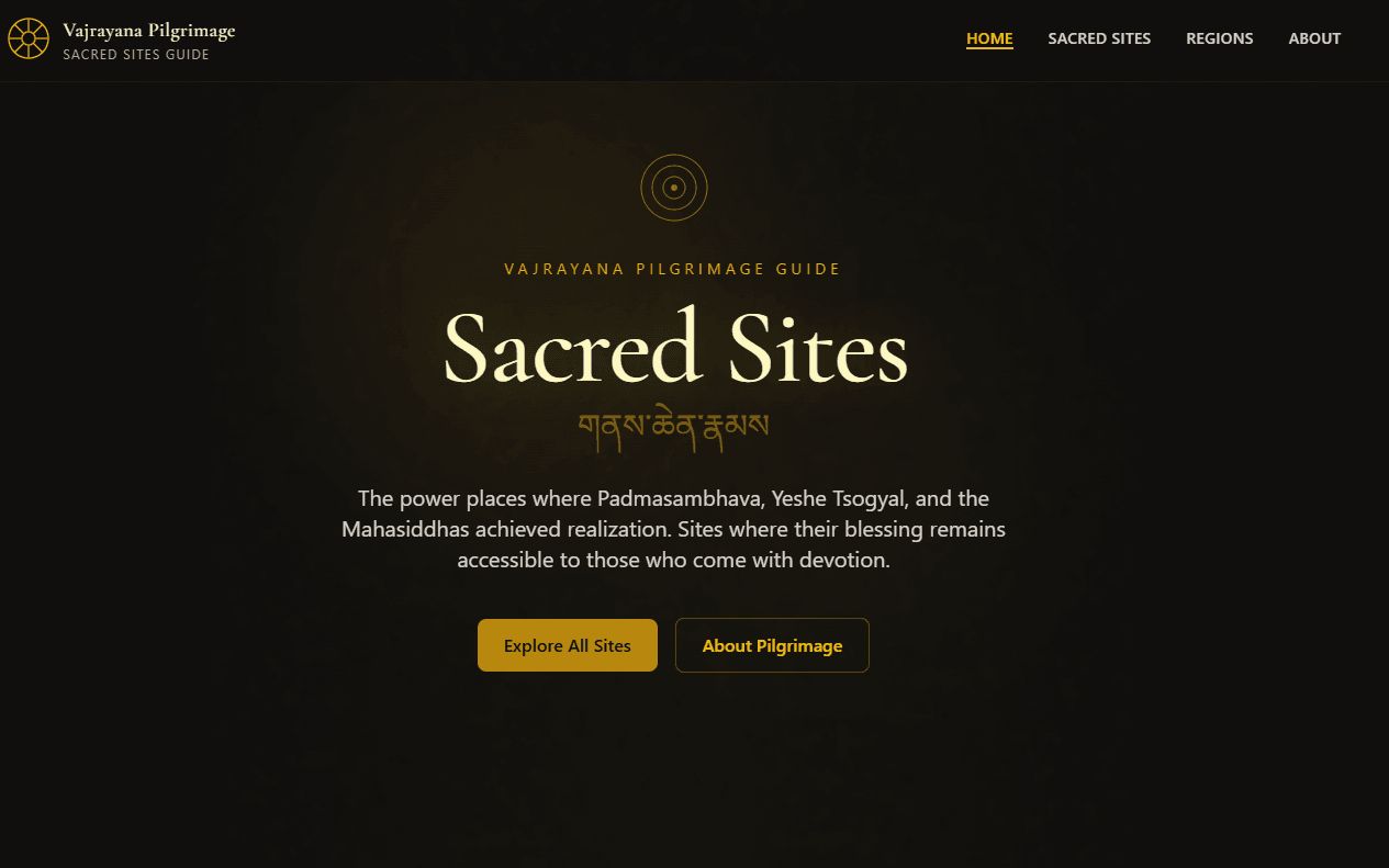 Vajrayana Pilgrimage Sites homepage screenshot