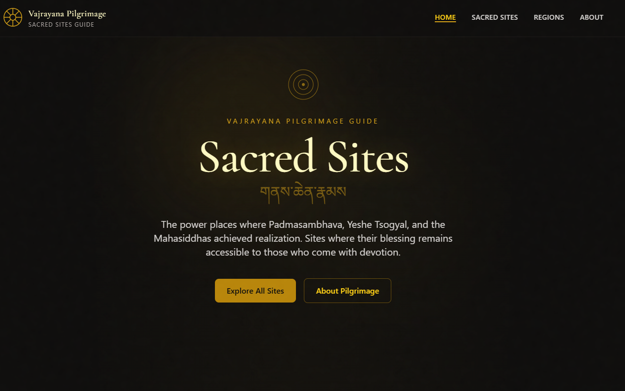 Vajrayana Pilgrimage Sites homepage screenshot